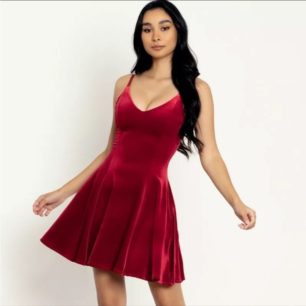 Blackmilk velvet festive red mini Strappy dress Christmas